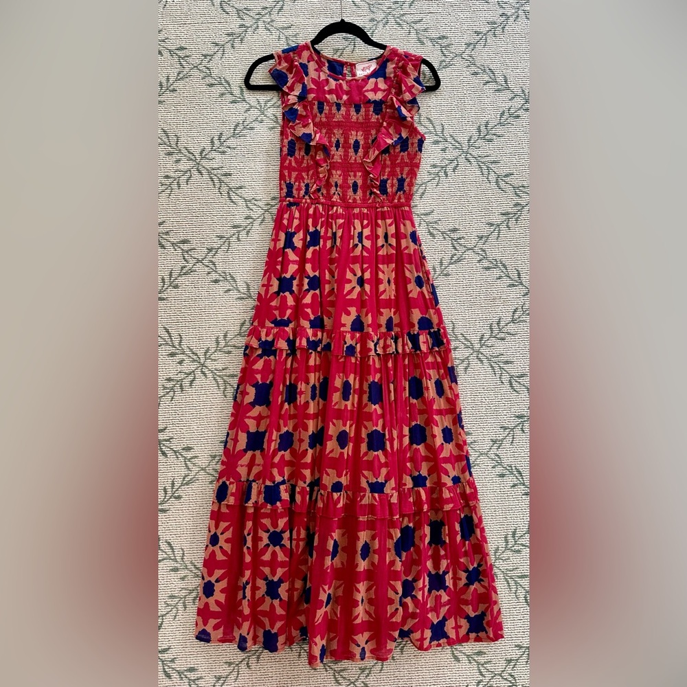 Banjanan cotton print tiered dress with flutter sleeves. Size women’s XS. Unworn